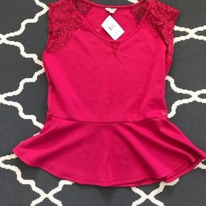 Never worn red guess peplum top